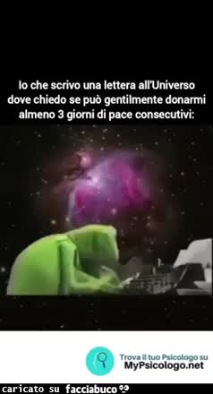 Io che scrivo una lettera all'universo dove chiedo se può donarmi tre giorni di pace consecutivi